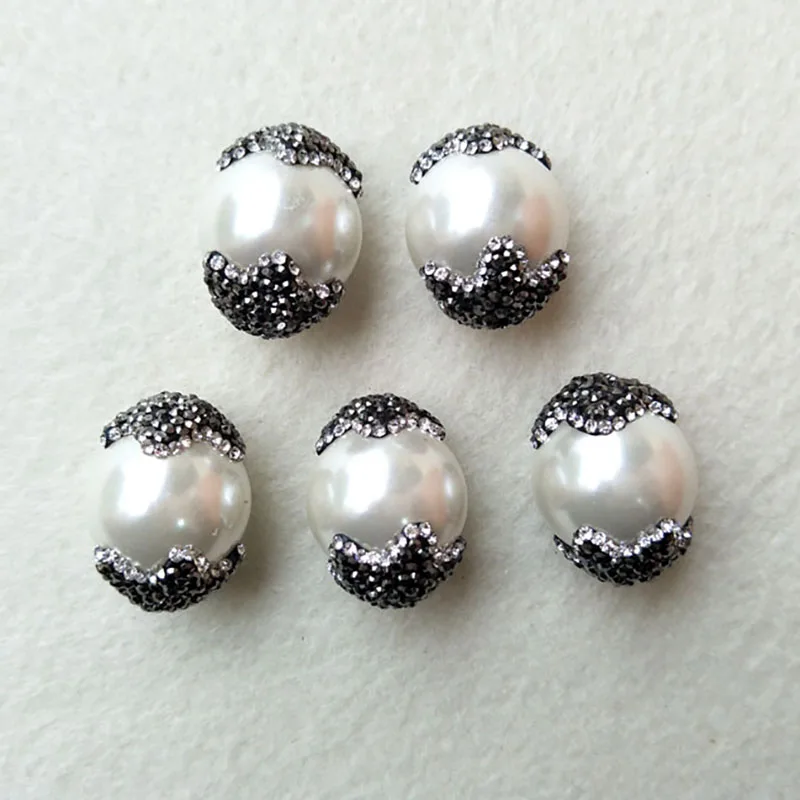 

10 pcs Natural round Shell Stone Spacer Bead Pave Rhinestone Crystal Connector,For DIY Making Bracelet necklace Jewelry BD99