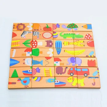 

Hot Selling Animal Domino Puzzles Educational Toys Wooden Toy Baby Gift