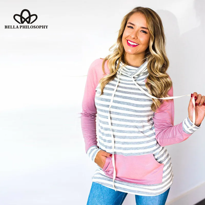 Wonder 2018 new autumn Hoodies Sweatshirts Pullover Hoodie Female Patchwork Double Hood Hooded Sweatshirt Autumn Coat Warm Hoody