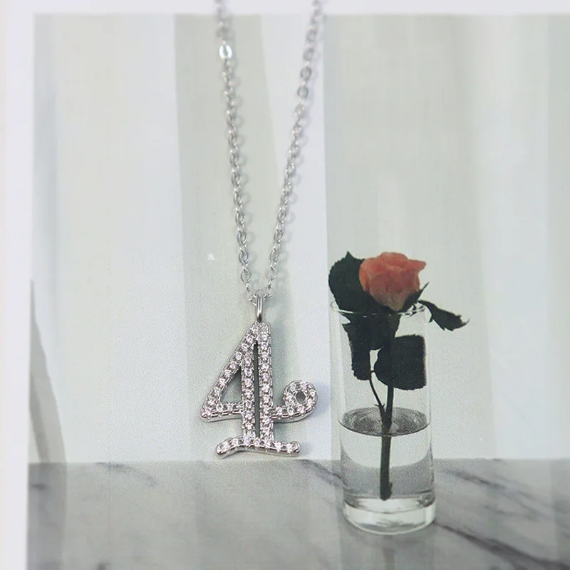 Silvology серебро 925 пробы 0-9 Полный циркон счастливый на цепочке с цифрами креативный Роскошный кулон ожерелье для женщин ювелирные изделия - Цвет камня: 4 Necklace