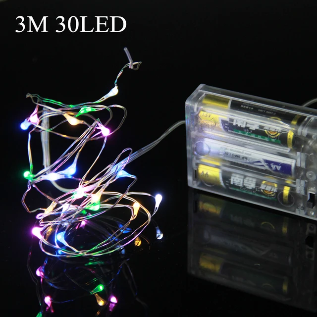 Led Christmas String Lights 3M 30led Copper Wire Led Light Battery Led Christmas String Lights 3M 30led Copper Wire led light Battery Powered Christmas tree Wedding Party LED Starry Fairy Lights - Led Christmas String Lights 3M 30led Copper Wire Led Light Battery