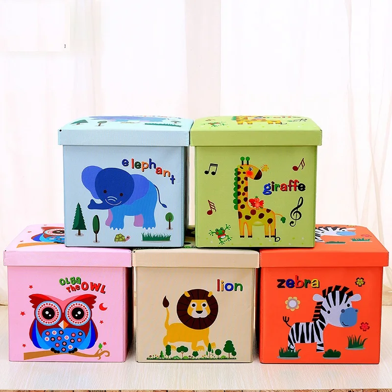 

New Oxford Cartoon Animal Organizer Kids Book Clothes Storage Box Folding Cute Animal Toy Storage Basket Children Storage Bin