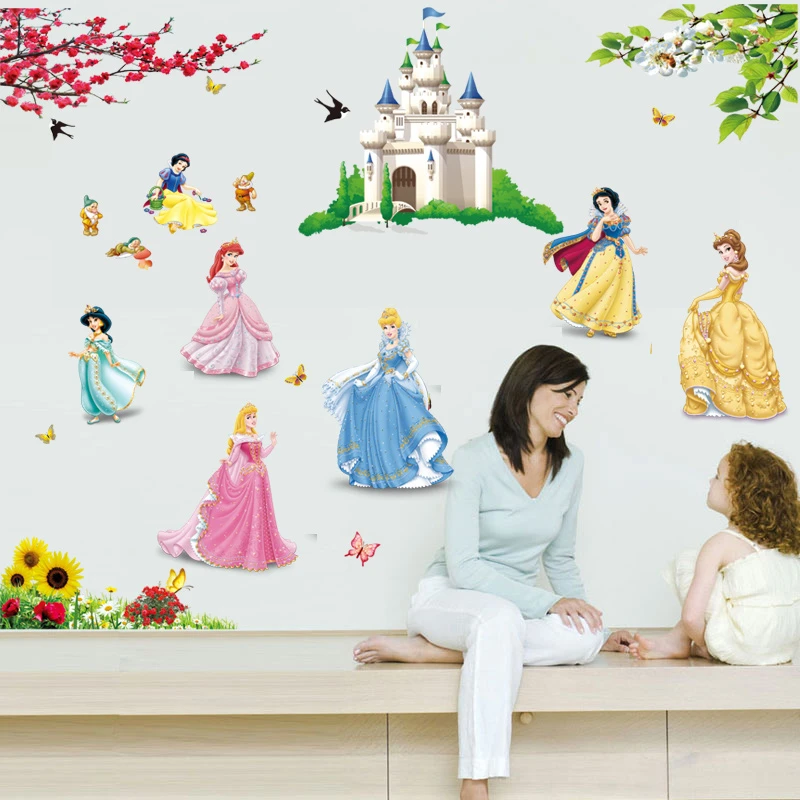 Прекрасный Замок Принцесса наклейки на стену для детской комнаты измерение высоты сказочный мультфильм DIY украшение комнаты девушки украшение подарок - Цвет: LA6005