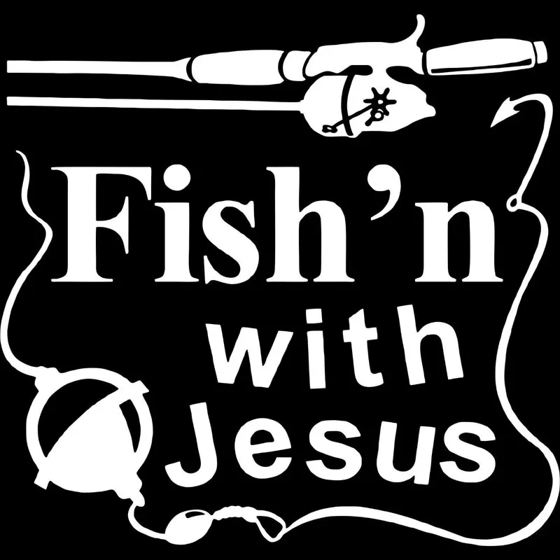 15.2cm * 14.5cm Fishing With Jesus Christ Christian Car Sticker Vinyl Decorate Sticker Accessories 15.2cm * 14.5cm Fishing With Jesus Christ Christian Car Sticker Vinyl Decorate Sticker Accessories