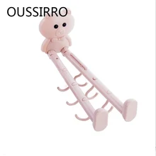 Пластиковая мультяшная вешалка для хранения на присоске, настенные 6 крючков, вращающиеся кухонные аксессуары, аксессуары для ванной комнаты