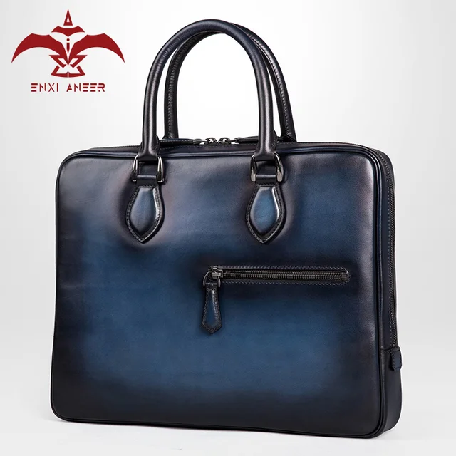 blue leather briefcase