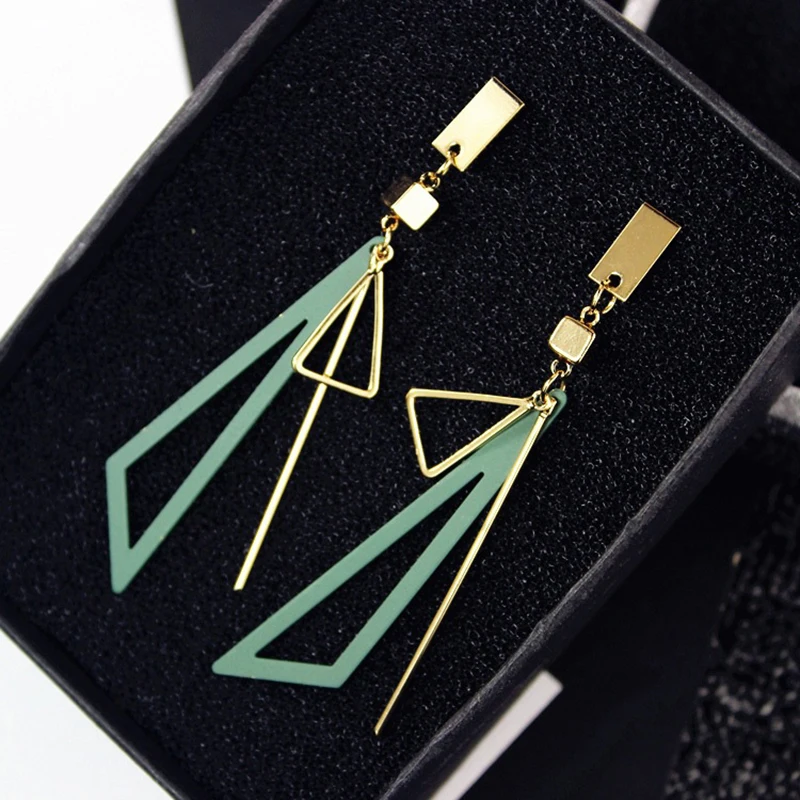 

Fashion Geometric Earring For Women Charm Long Dangle Earrings Joker Triangular Eardrop Lady Jewelry Accessories Gift