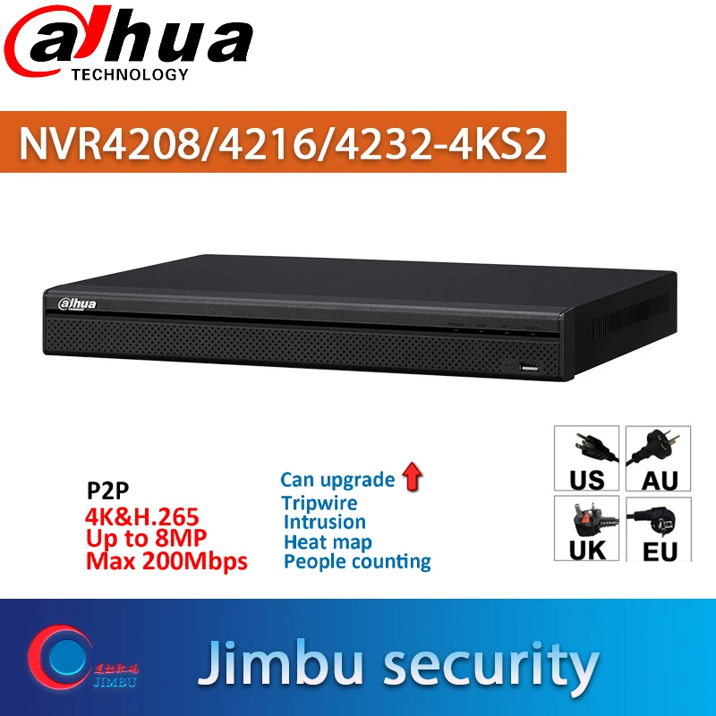 

Dahua NVR 4K video recorrder NVR4208-4KS2 8CH NVR4216-4KS2 16CH NVR4232-4KS2 32CH H.265/H.264 Up to 8MP Resolution