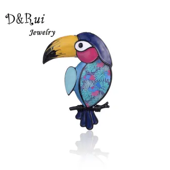 

Vintage Bird Brooches for Women Unisex Elegant Suit Dress Animal Parrot Brooch Pin on Backpack Fashion Jewelry Enamel Pins 2019
