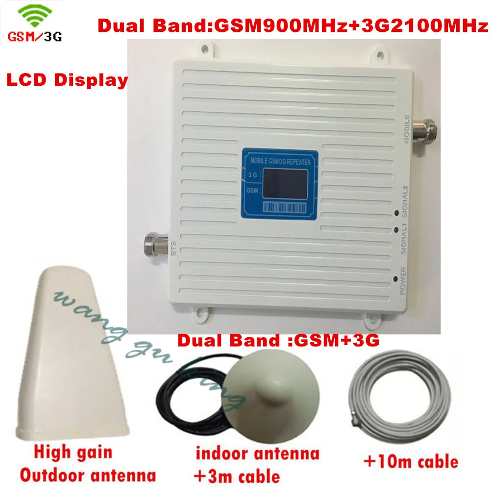 

LCD Display ! Dual Band GSM 3G Mobile Signal Repeater GSM 900 UMTS Repetidor Antenna 3G 2100 Cell Phone Signal Booster Amplifier