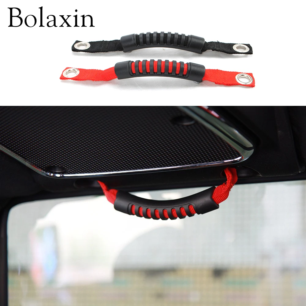 

High Quality Bolaxin ABS Oxford Ultimate Car Rear Seat Grab Handle Pull With Hole For Jeep Wrangler JK 2007-2016 (Balck & Red )