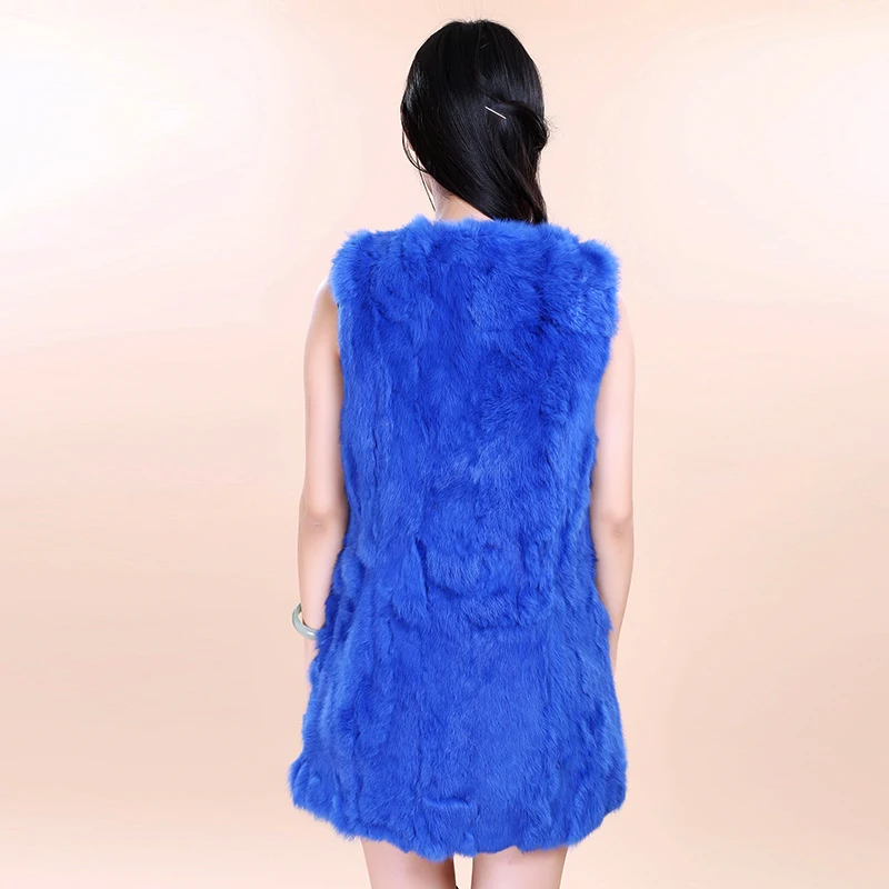 Manteau rose Gilet Kanjian Slim bleu Long 2016 Nouveau Lapin Shippingwomen Fourrure Naturel De jaune Dame Free Lavande Mince D'hiver zUvWIB