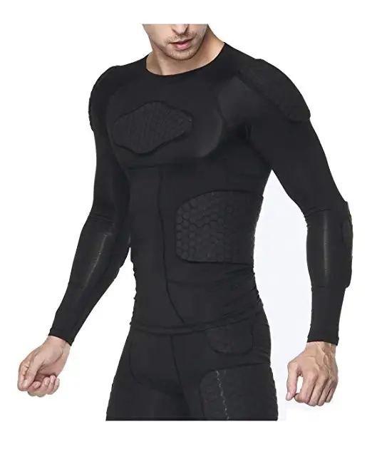 Billig Gepolsterte Kompression Shirt Rippe Brust Schutz für Fußball Basketball Paintball Radfahren Männer Gepolsterte Kompression Shirt Schutzhülle