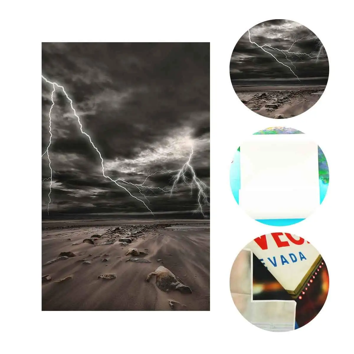 5x7ft Dark Night Backdrop White Lightnings Barren Surface Photography Background