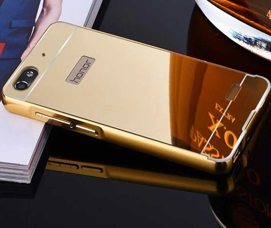 Чехол для Huawei honor 6 Plus чехлы бампер с золотым покрытием алюминиевая рамка +