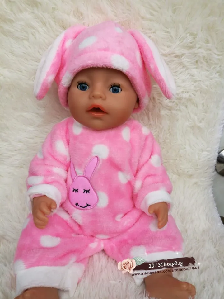 Free shipping Rabbit pajamas doll clothes doll accessories for 43cm Baby Born zapf American Girl Children