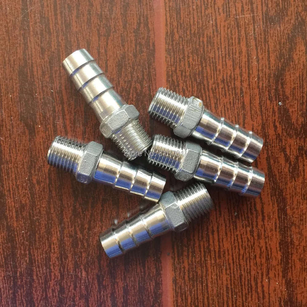 

5pcs 1/4"x 12mm Stainless steel 304 Male BSP thread Pipe fitting barb Hose Tail Connector