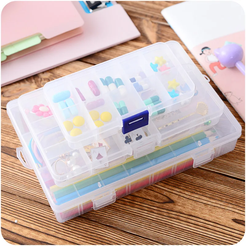 10/15/24 Slots Compartment Adjustable Jewelry Necklace Transparent Storage Box Case Holder Craft