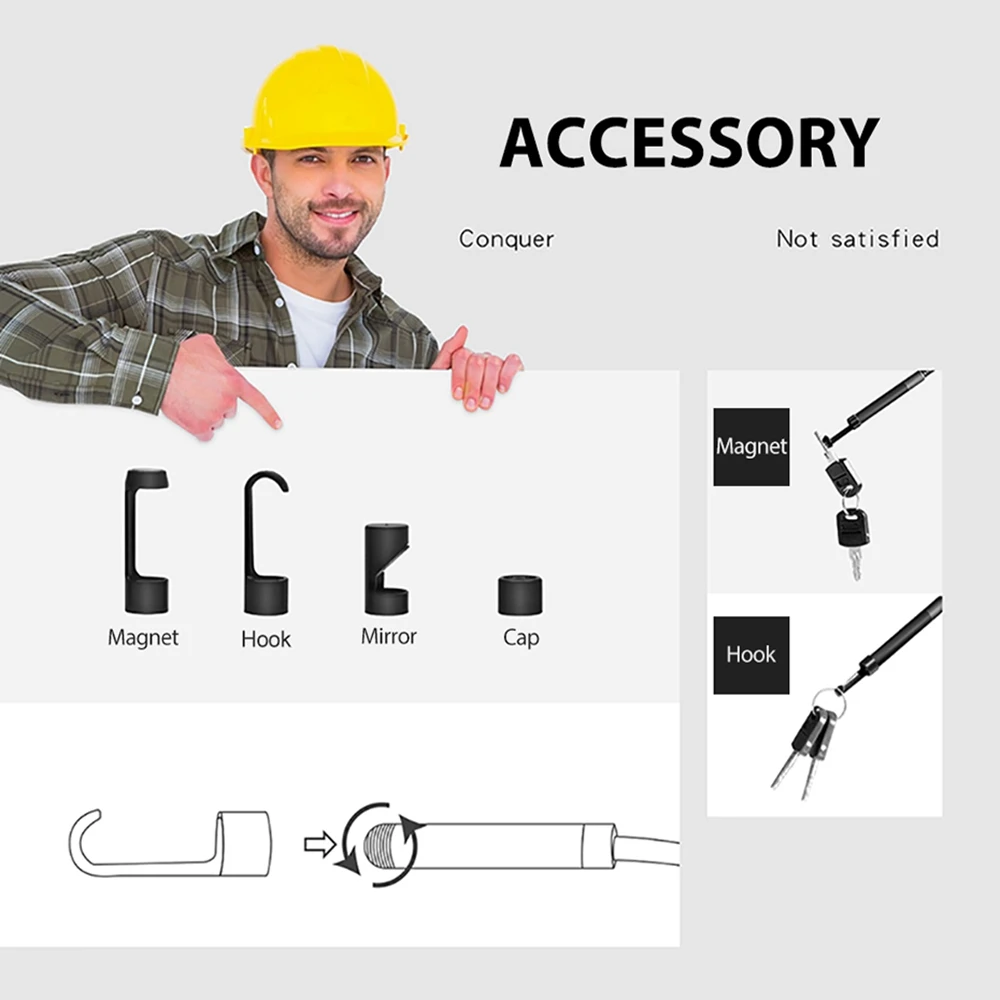 LCD Digital Endoscope Camera Videoscope Inspection Industrial Auto Repair Tool Handheld Waterproof