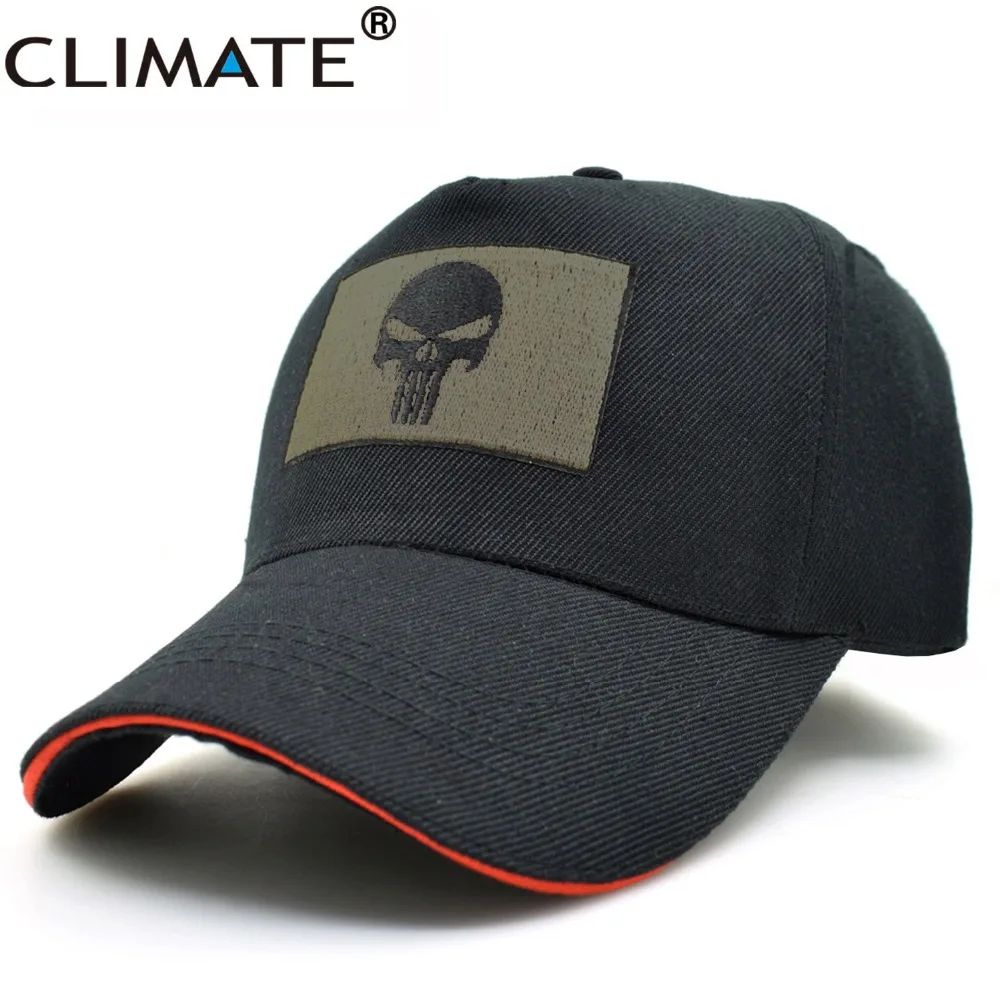 CLIMATE The Punisher Hat Cap Men Caps Black Cool Skull Baseball Sport