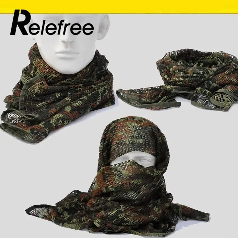 

1pc Wrap Mask Sniper Veil Tactical Camouflage Scarf Mesh Outdoor Breathable Headband Mesh Scarf Jungle Muffler Men Hiking Scarf