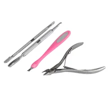 Горячая, нержавеющая сталь, для ногтей, кутикулы, ложка, толкатель для удаления, резак, кусачки для стрижки, набор для маникюра, портативный принтер для ногтей