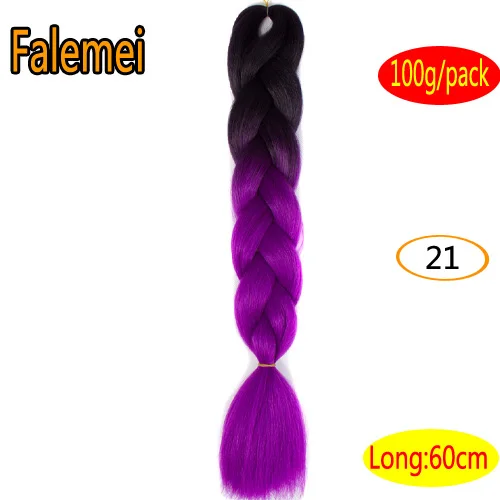 P18/22 FALEMEI 100 г/упак. 24 дюйма, вязанные косички, волосы, Омбре, два тона, цветные, огромные косички, волосы, синтетические волосы для кукол, вязанные волосы - Цвет: P18/22