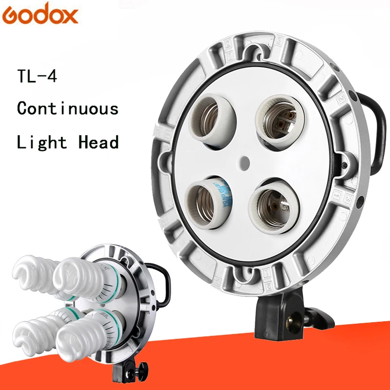 

Photo Studio Godox TL-4 4in1 E27 Socket Tricolor Bulb Light Speedring Lamp Head Multi-Holder Camera Photography Lighting