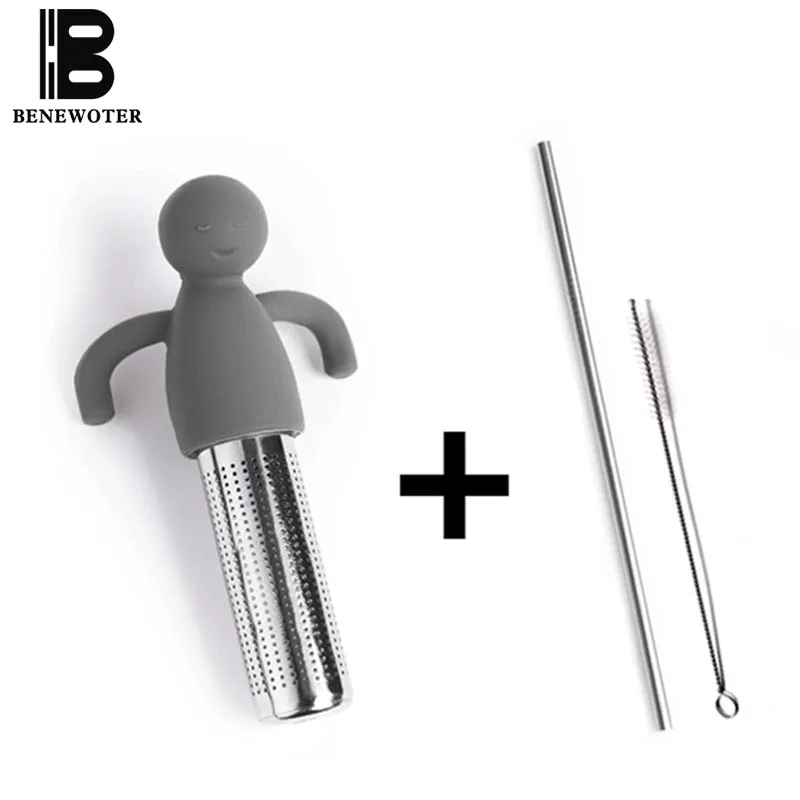

Portable Tea Infuser Mini Food Grade Silicone Stainless Steel Tea Infusers Kungfu Tea Filter Accessories Straw Straw Brush Gifts