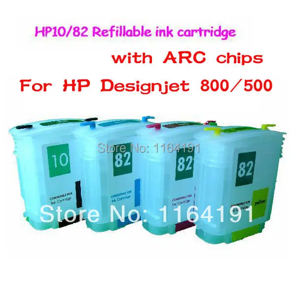 4pcs/set refillable cartridges for hp10 hp82 hp 82 HP Designjet 500 500ps 800 800ps 815m printer