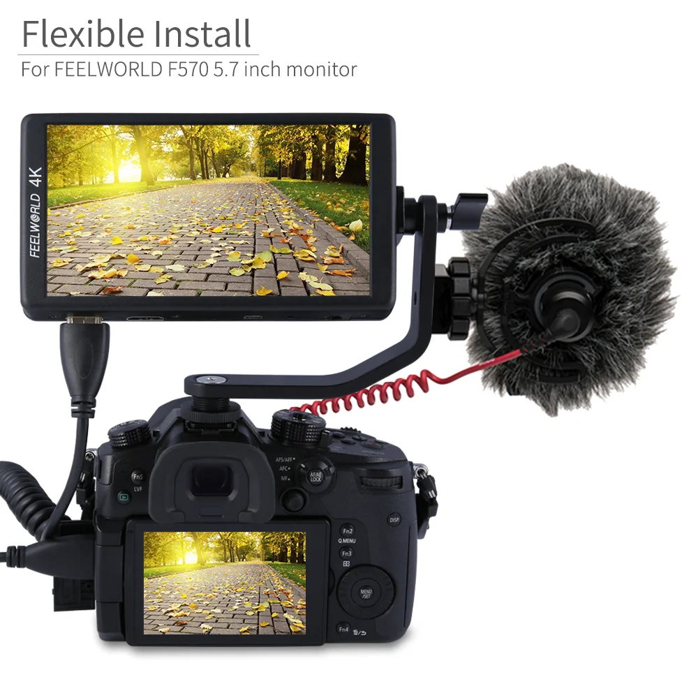 Tilt Arm for FEELWORLD F570 5.7 Inch 4K HDMI On Camera Field Monitor Mount on DSLR Stabilizer Gimbal Crane Rig