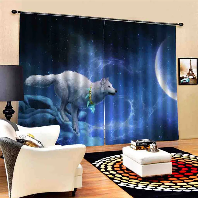 

Wolf moon Curtain Tapestry Polyester Hanging Home Decoration Digital Print Curtain For Badroom 3D Blackout for Living room Oct29