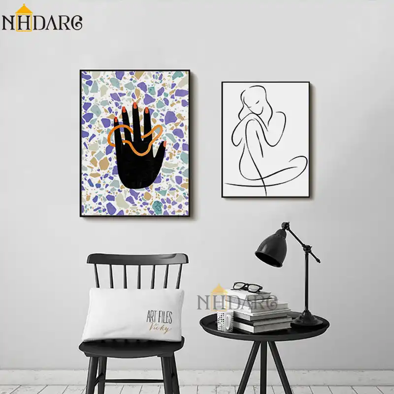 Nordic Abstract Fashion Modern Line Sketch Girl Posters And Prints Wall Art Canvas Pictures For Home Decor Living Room Decor