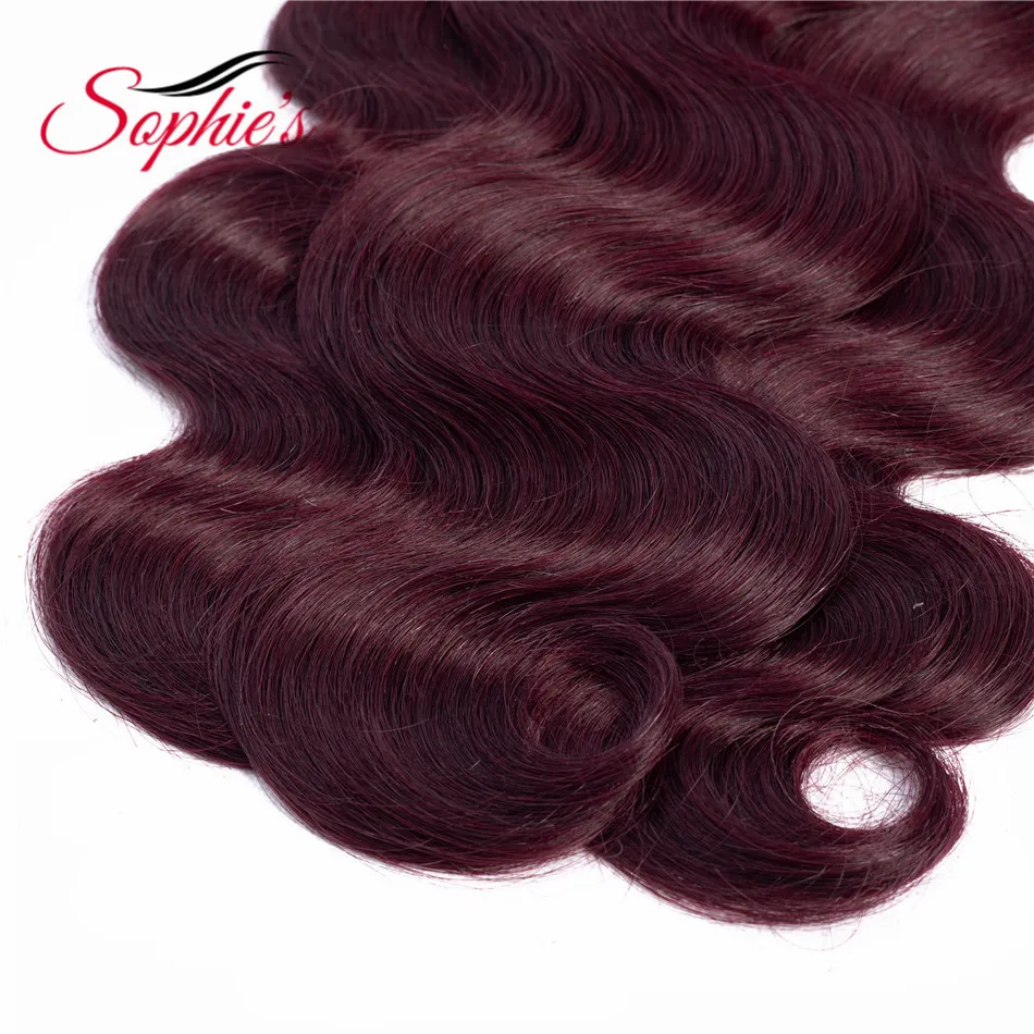 Sophie's Pre-colored Ombre T1B/99J Color Human Hair 1 Bundles Brazilian Non-Remy Body Wave Hair Sew In Hair Extensions Sophie's Pre-colored Ombre T1B/99J Color Human Hair 1 Bundles Brazilian Non-Remy Body Wave Hair Sew In Hair Extensions