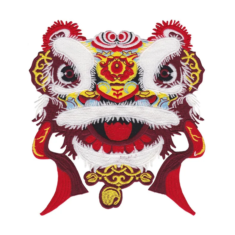 

Animal Sew-on Chinese Style Lion Dance Embroidery Patches wholesale Iron On Appliques for Clothing Accessories Free Delivery