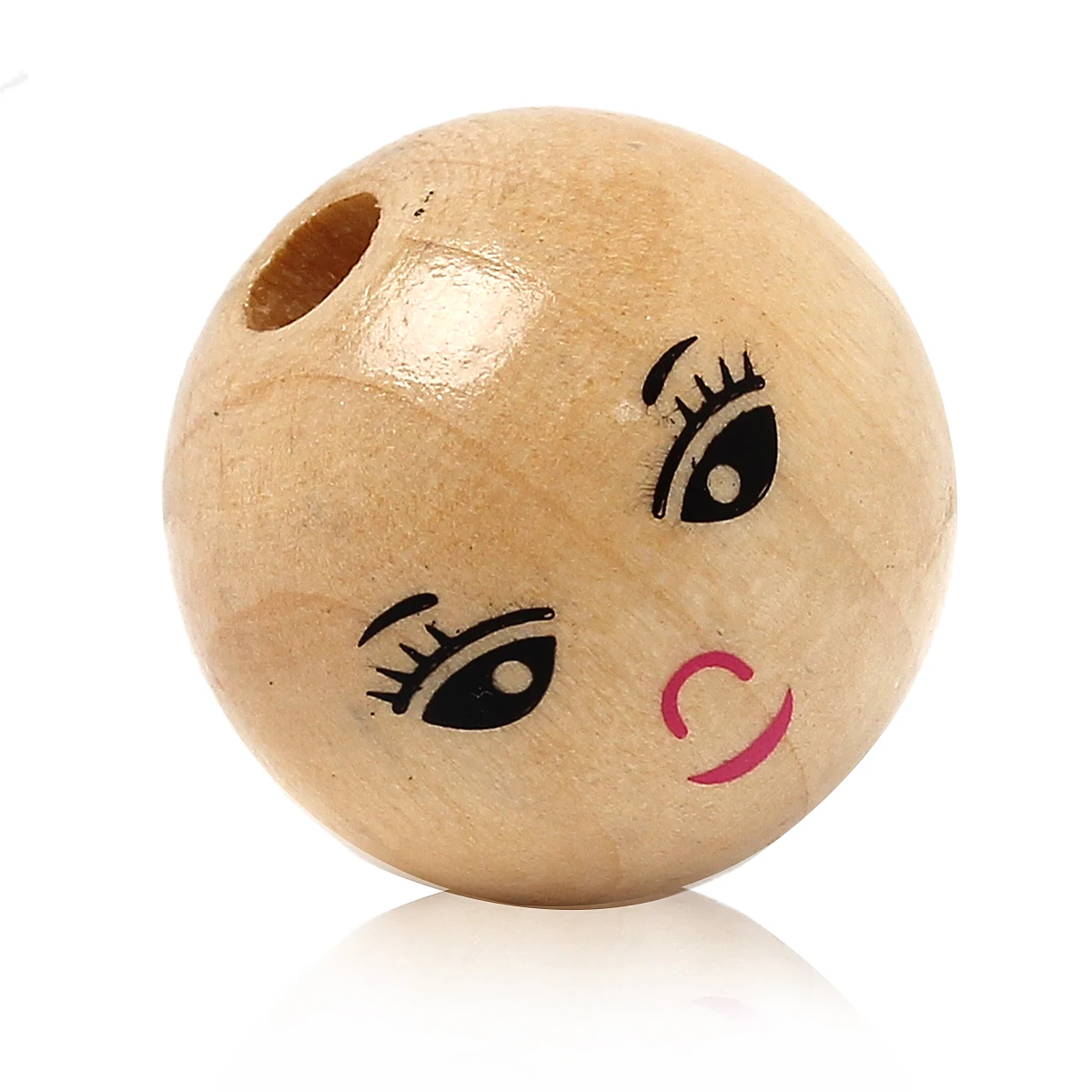 

MJARTORIA 60PCs Natural Smile Face Wooden Beads For Jewelry Making Supplies Bead DIY Handmade Necklace Bracelet For Baby 22mm