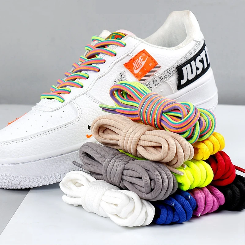 1 Pair Round Shoelaces Solid Rainbow Shoe laces Outdoor Leisure Sneakers Unisex Shoe lace Classic Martin Boot Shoeslace