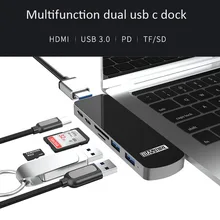 Двойной Концентратор типа c 4K 60HZ HDMI SD TF высокоскоростной кардридер адаптер для macbook Pro