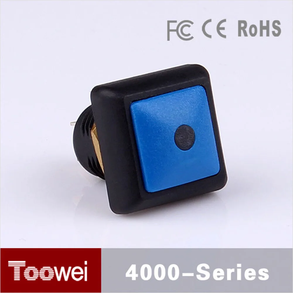 10pcs 12mm lacthing square button switch blue 12mm push button switch