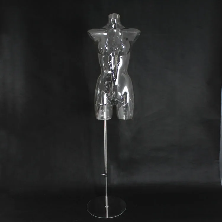 

Fashionable Hot Sale Clear Transparent Mannequin Women Model For Sale With Metal Base