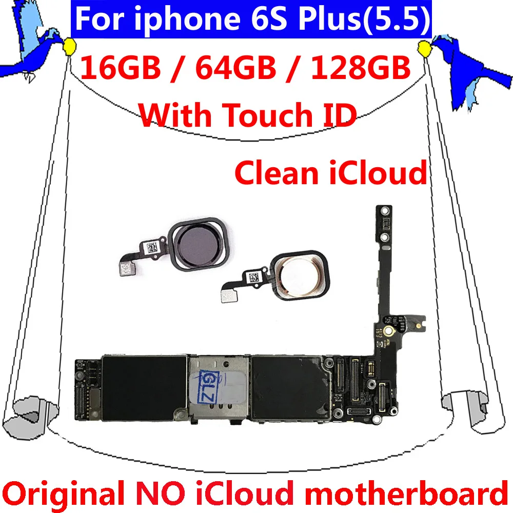 Для iphone 6S Plus 6SP 16 Гб 64 128 ГБ оригинальная материнская плата с/без сенсорного