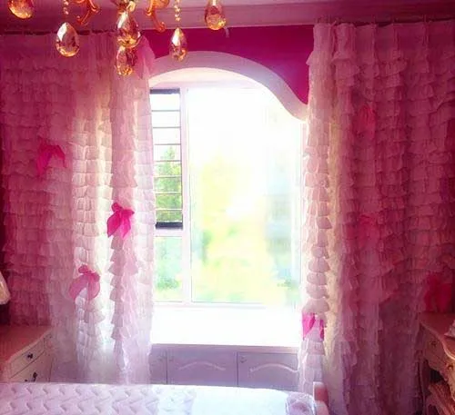 Us 28 76 17 Off 2018 New Girl Children Custom Made White Ruffled Cake Layer Floor Curtains Bedroom Curtain Fabric In Curtains From Home Garden On