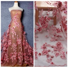 La Belleza 1 ярд Новая мода Желтый 3D Цветы Стразы на сетке Вышитые свадебное/вечернее платье кружевная ткань 1 ярд