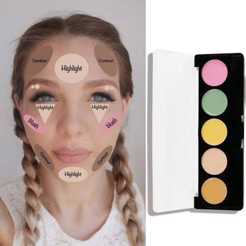 

5 Colors Dark Circles Tattoo Concealer Palette Acne Marks Concealer Repair Volume Mask Red Blood Brighten Skin Tone Face Makeup