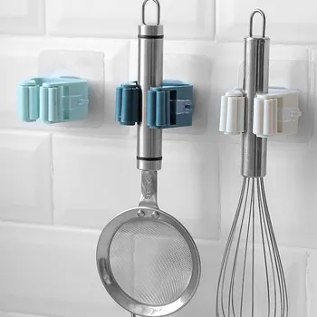 

4pcs wall-mounted mop storage rack holding brush broom hanger storage rack kitchen hook housewife on the wall hanger suction cup