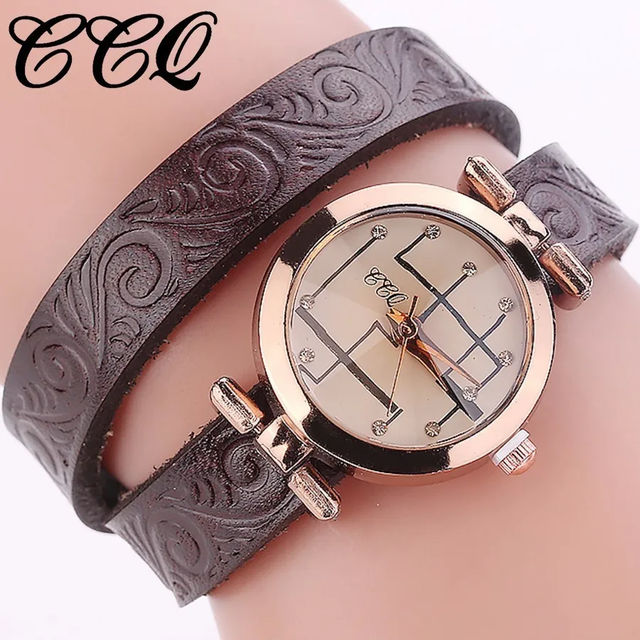 

CCQ Brand Women Bracelet Watch Ladies Fashion Casual Genuine Cow Leather Quartz Wristwatches Gift Clock Relogio Feminino