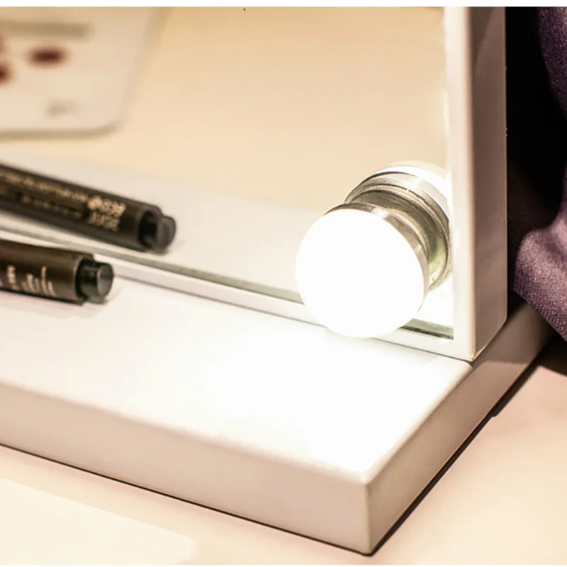  Hollywood LED Bulb Mirror Princess Mirror Beauty Mirror Vanity Light 3 Color Makeup Mirror Adjustab