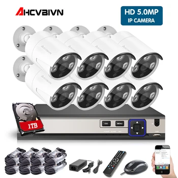 

8PCS Waterproof Bullet 5MP Home Security IP Camera 8CH NET DVR Poe System CCTV Surveillance Kit BLACK free