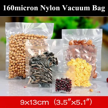 

100pcs 9x13cm (3.5"x5.1") 3 Sides Sealing Nylon Plastic Storage Bag Heat Sealed Vacuum Plastic Pouch Open Top Food Vacuum Bag