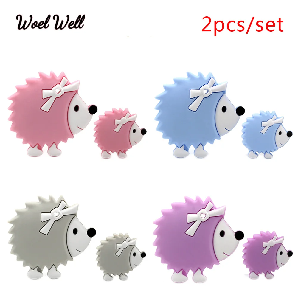 2pcs/set Silicone Beads Hedgehog Cartoon Animal Baby DIY Teething Care Accessories Beads BPA Free Baby Teether Toys